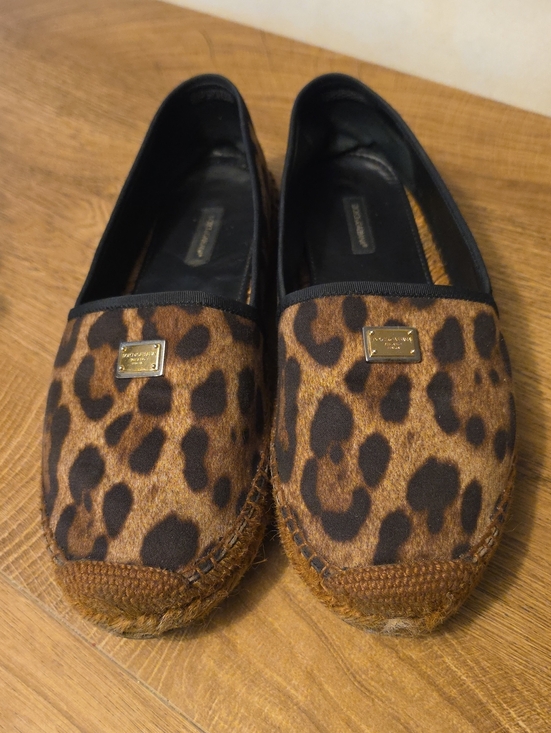 Dolce & Gabbana Shoes - Dolce & Gabbana Leopard Espadrille Flats - Brown & Black